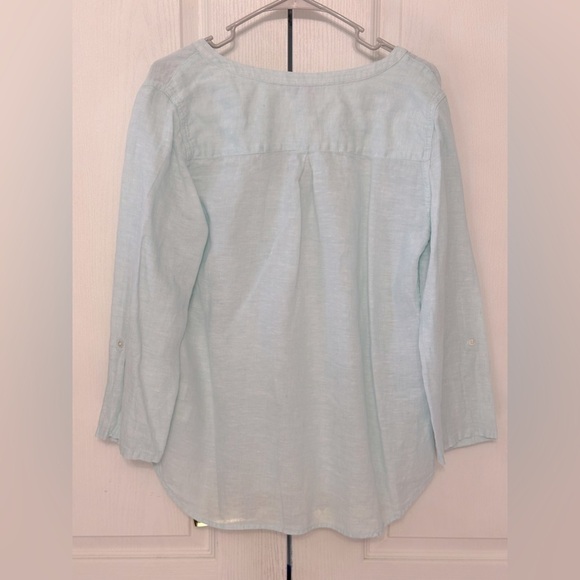 Lilly Pulitzer 100% Linen Long Sleeve Popover Top Size Medium‎ Seafoam Green - Picture 2 of 8